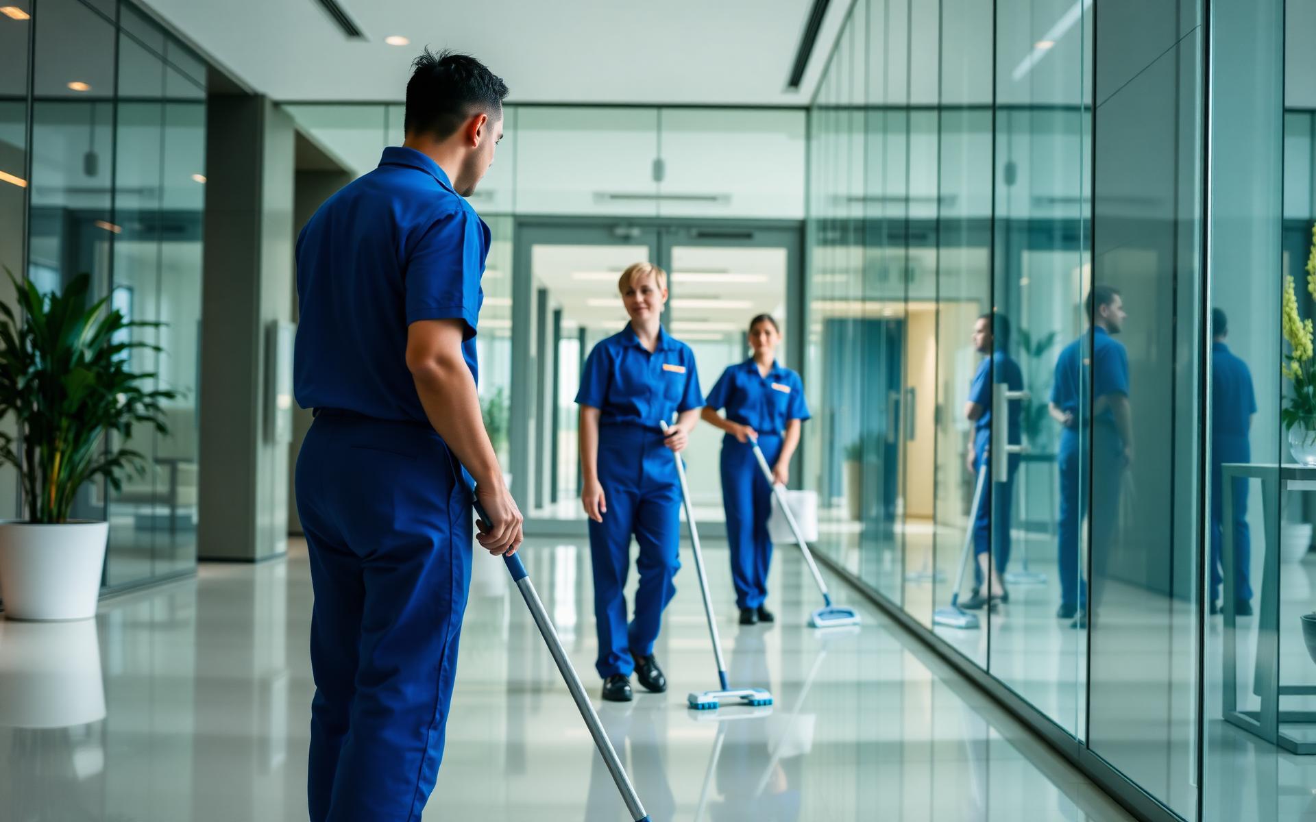Tim cleaning Carefast di lobby gedung